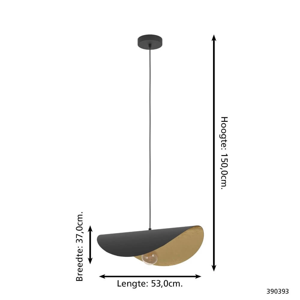 Black hanging lamp Saceda with gold Ø 53cm Stars of Light 9008606292295