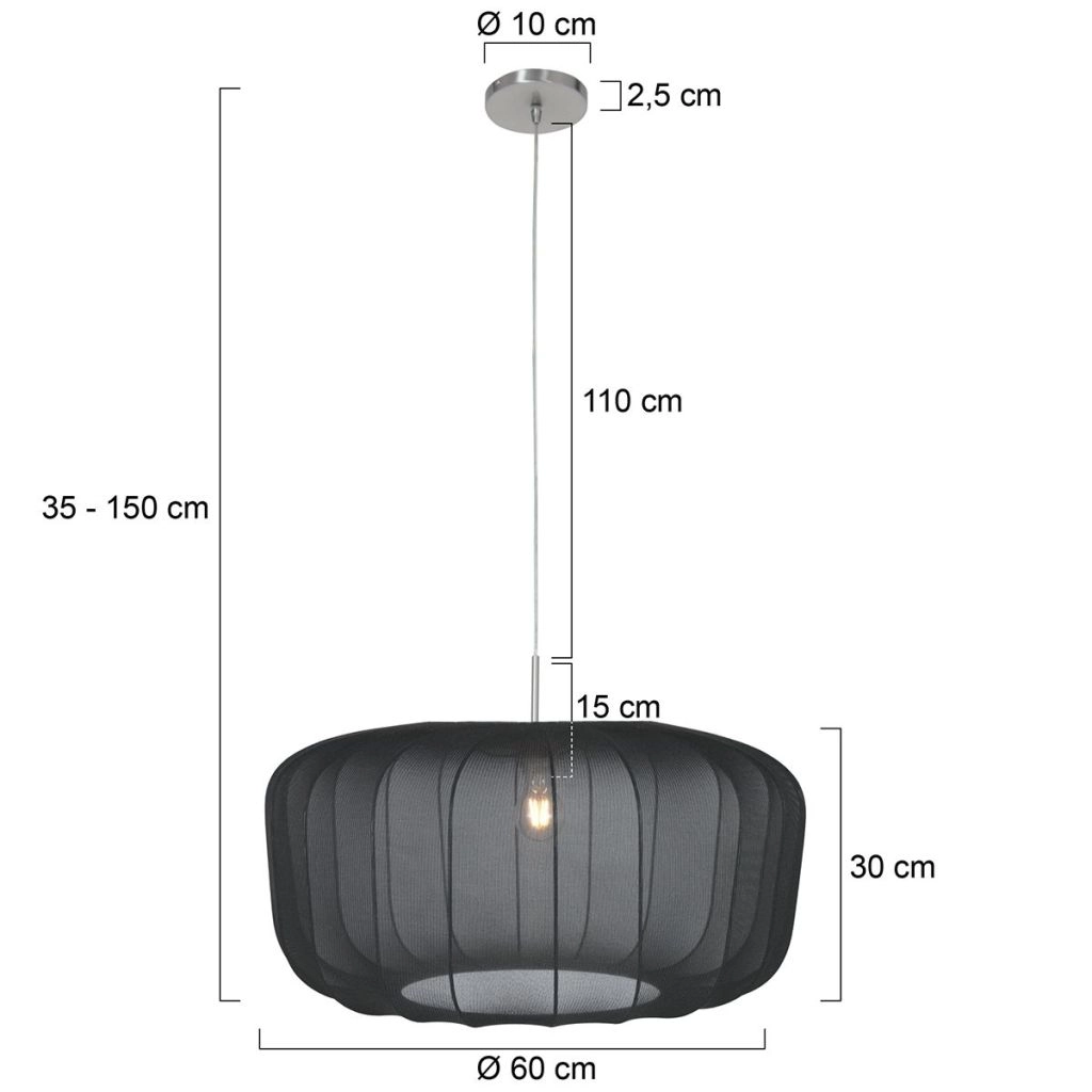 Black pendant lamp Vela Lino Ø60cm Steinhauer 8712746182675