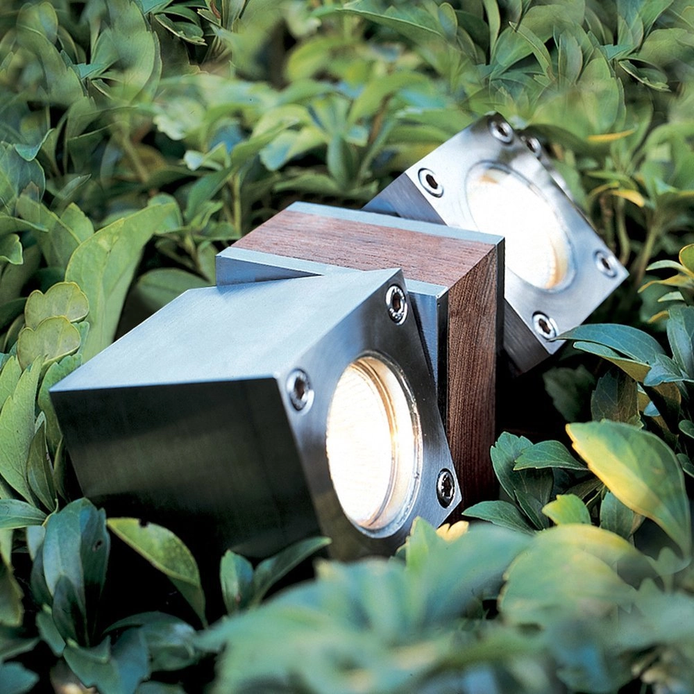 Garden spotlight Q-Bic Teak 2-light - 20cm Royal Botania