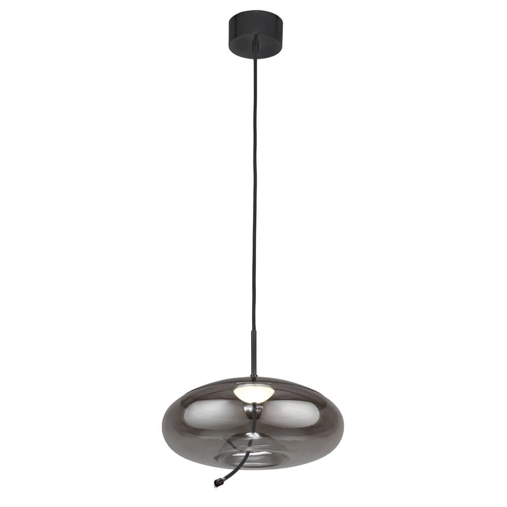 Pendant Lamp Glass Lisbon black with smoke round glass