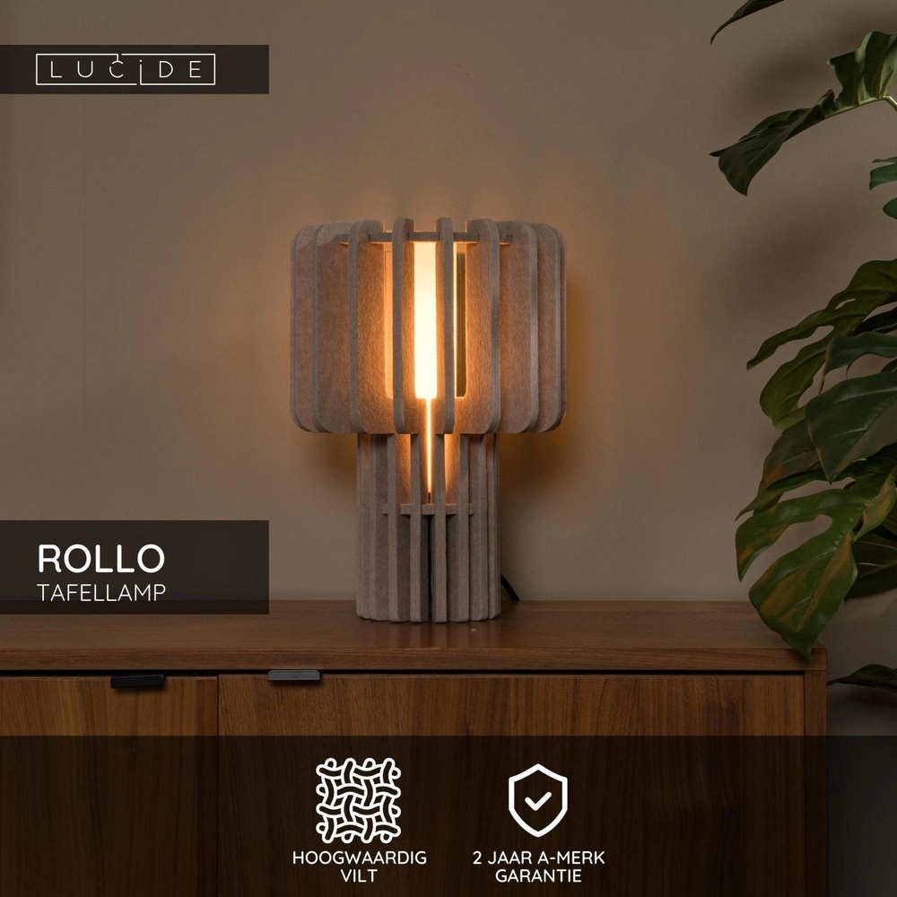 Design table lamp Rollo sand brown Lucide 5411212452863