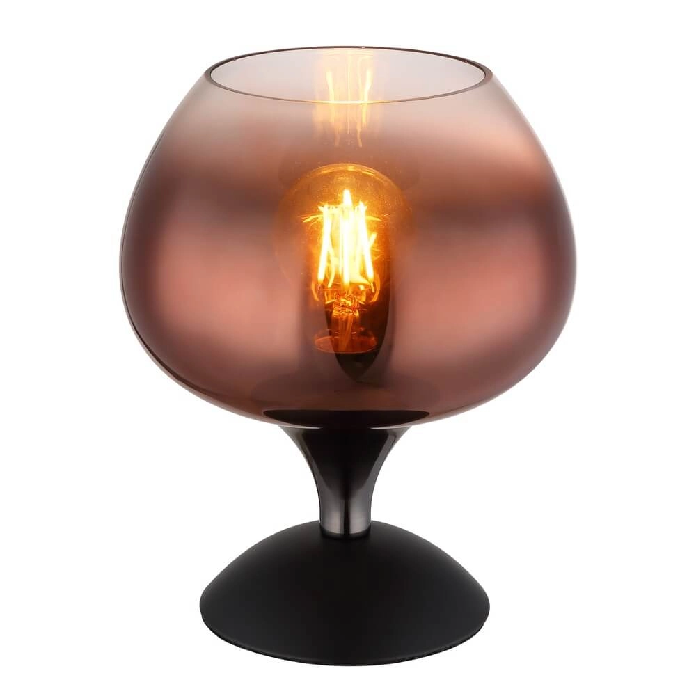 Black table lamp Maxy with red glass Ø 15cm