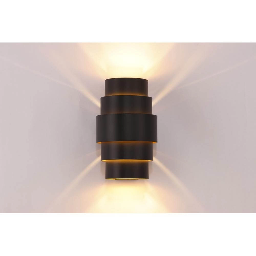 Design wall lamp Rolls Black with gold inside