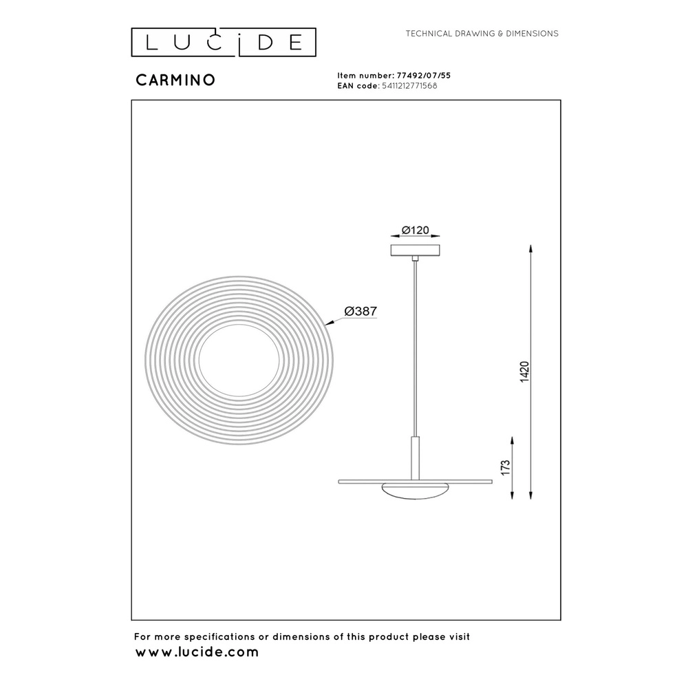 Design pendant lamp Carmino terracotta Lucide 5411212771568
