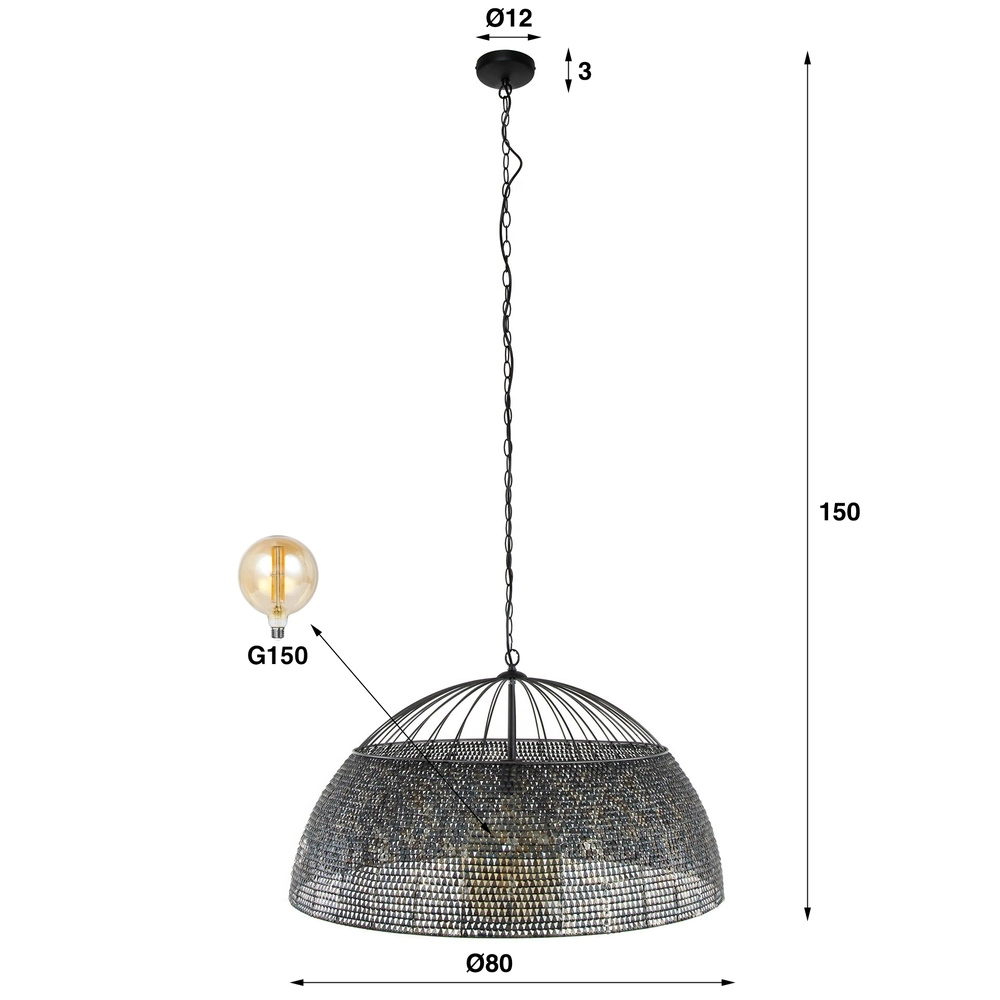 Scale-look pendant lamp XXL Armor Ø 80cm Lyora 8716803512917
