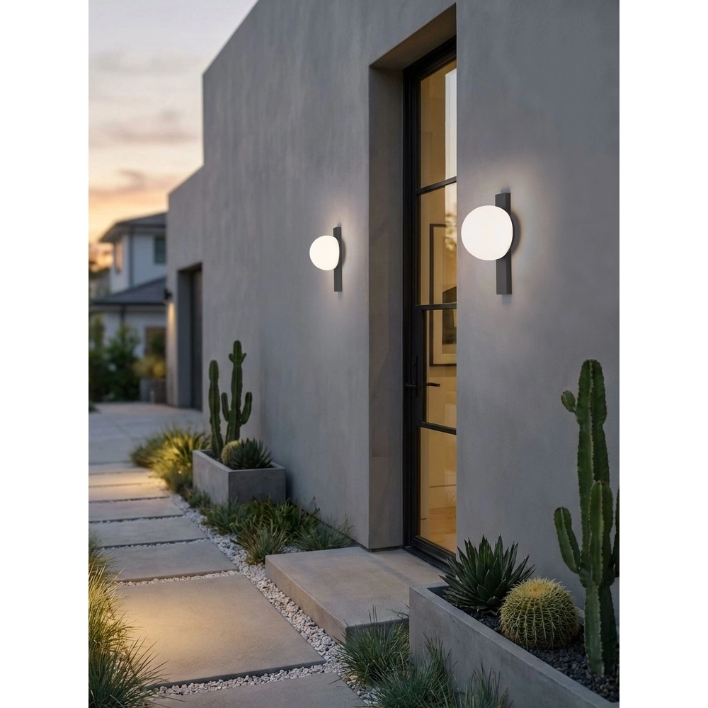 Unique wall lamp Remi black with white sphere