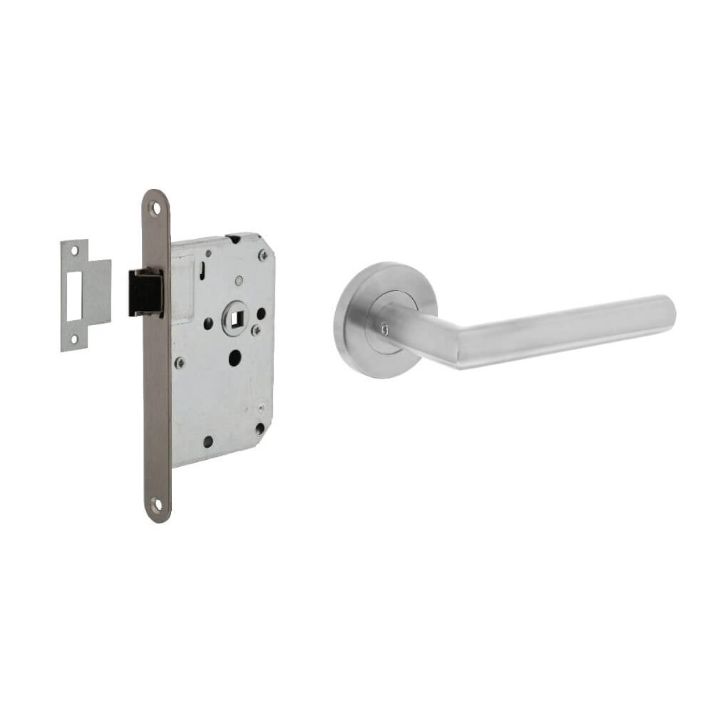 Complete door handle set Hoek 90 Stainless steel