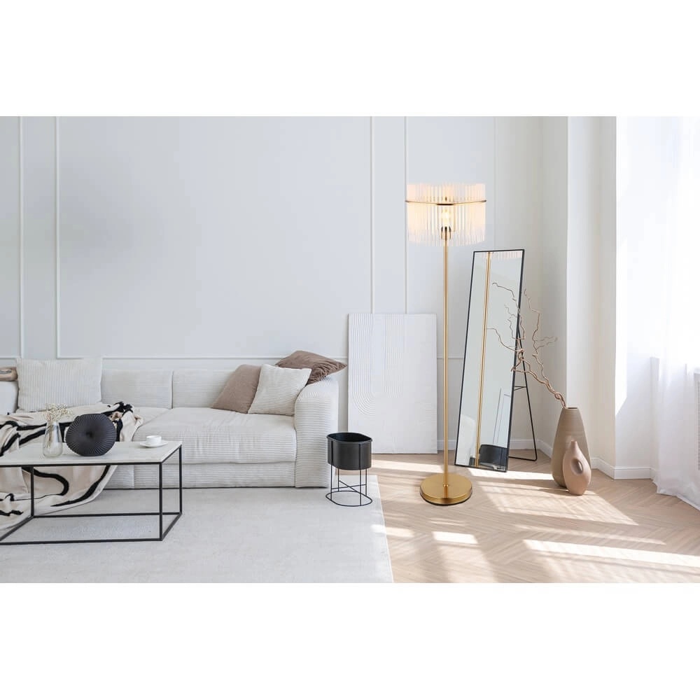 Golden floor lamp Gorley with glass Ø 38cm Globo 9007371446810