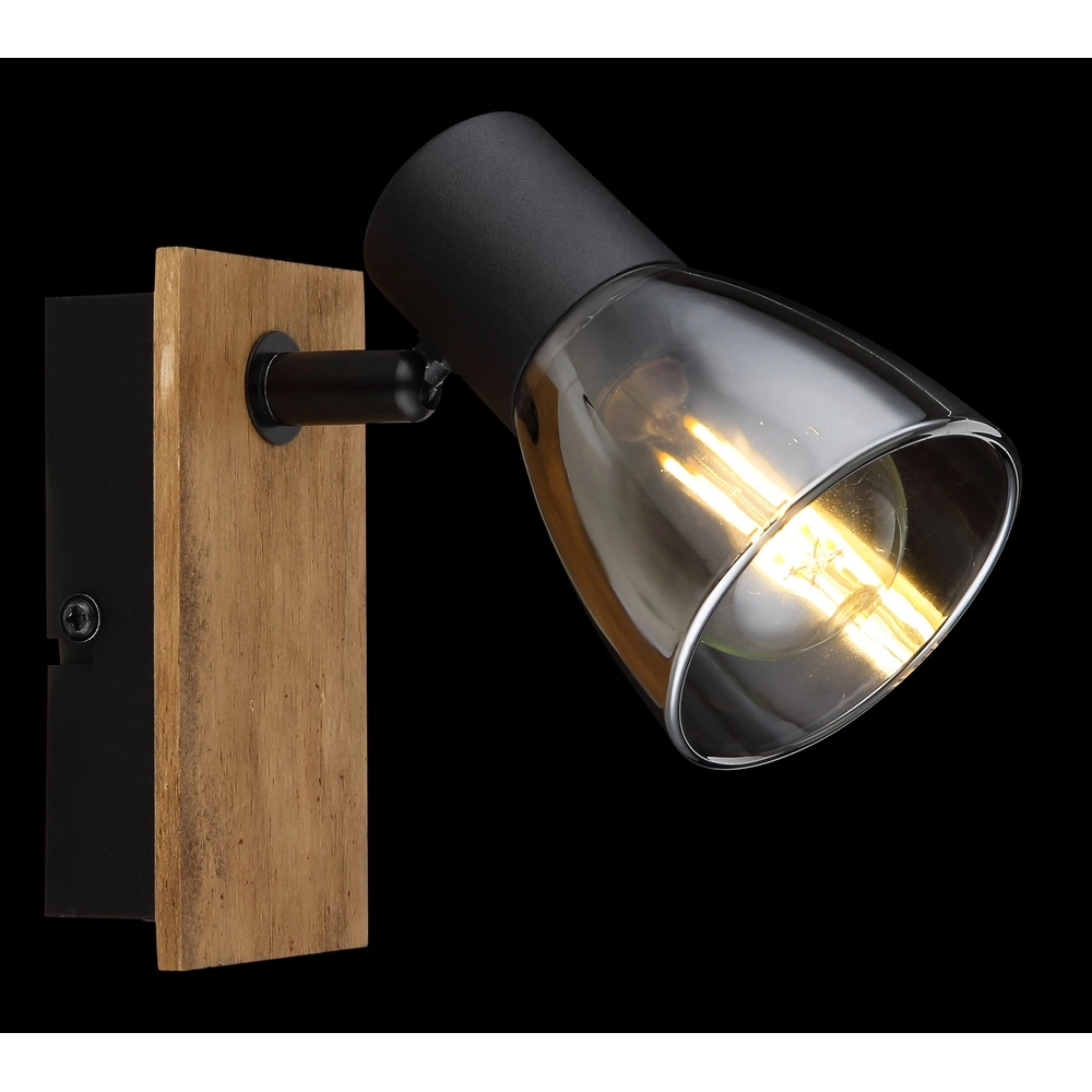 Wall lamp Claude black with wood Globo 9007371440207