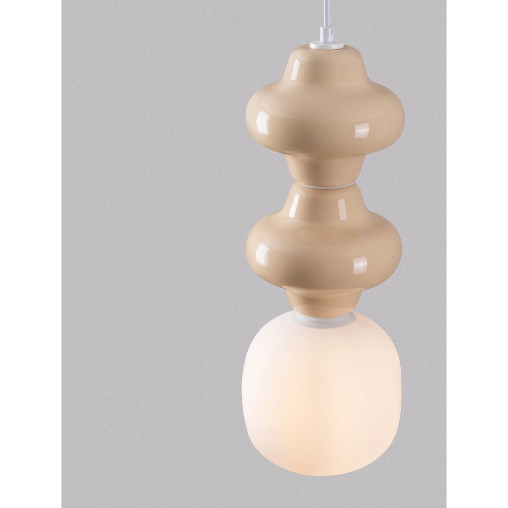 Pendant lamp Clio M yellow ceramic with white glass
