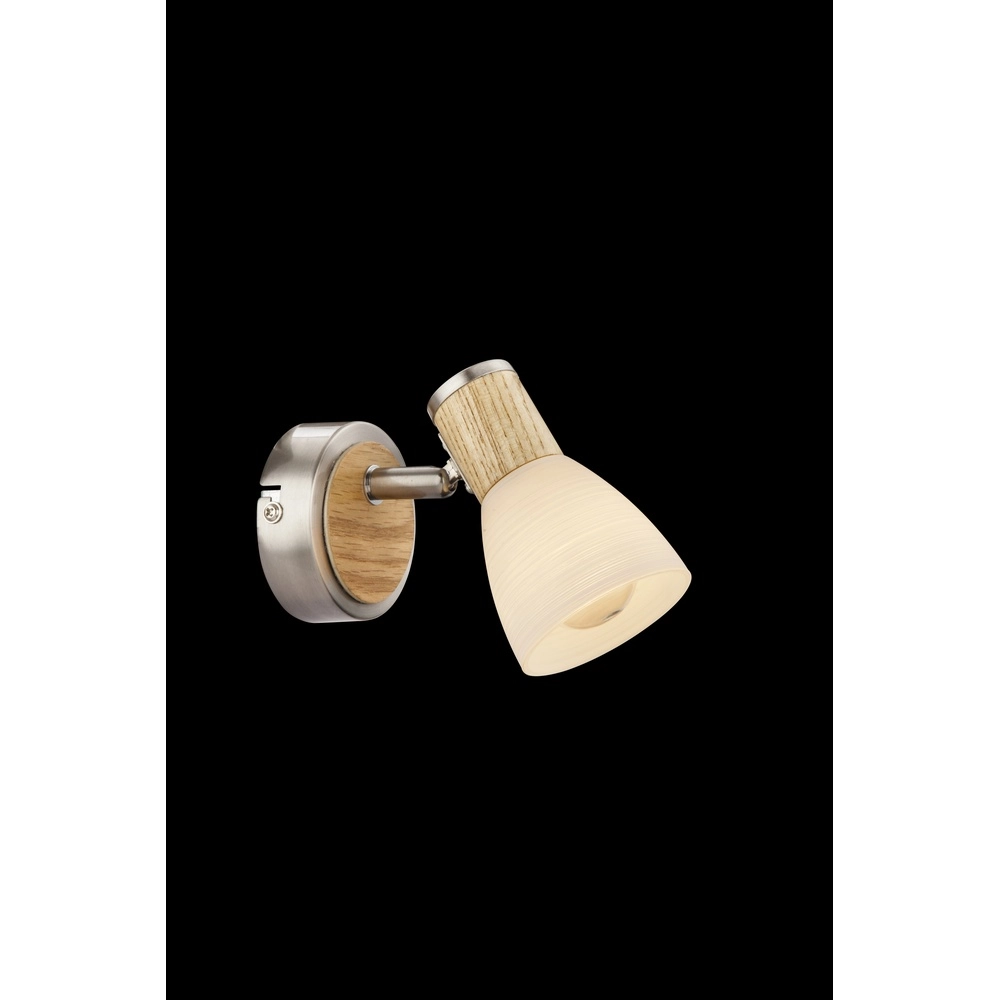 Wall lamp Gylfi nickel with wood Globo 9007371343546