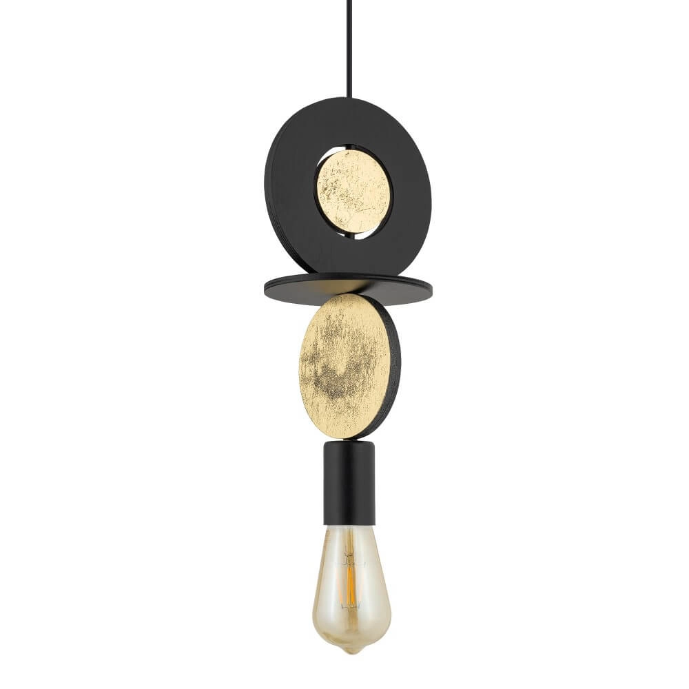 Design pendant lamp Drops Wood E 1-light black Lyora 5903139111775