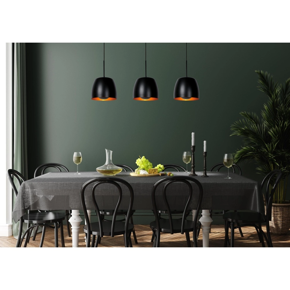 3-light pendant lamp Nolan Black Lucide 5411212302892