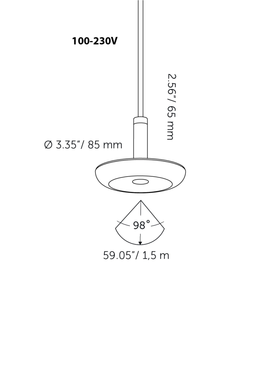 Sway Pendant Ext 100-230V extension - pearl gray In-lite 8717051005800
