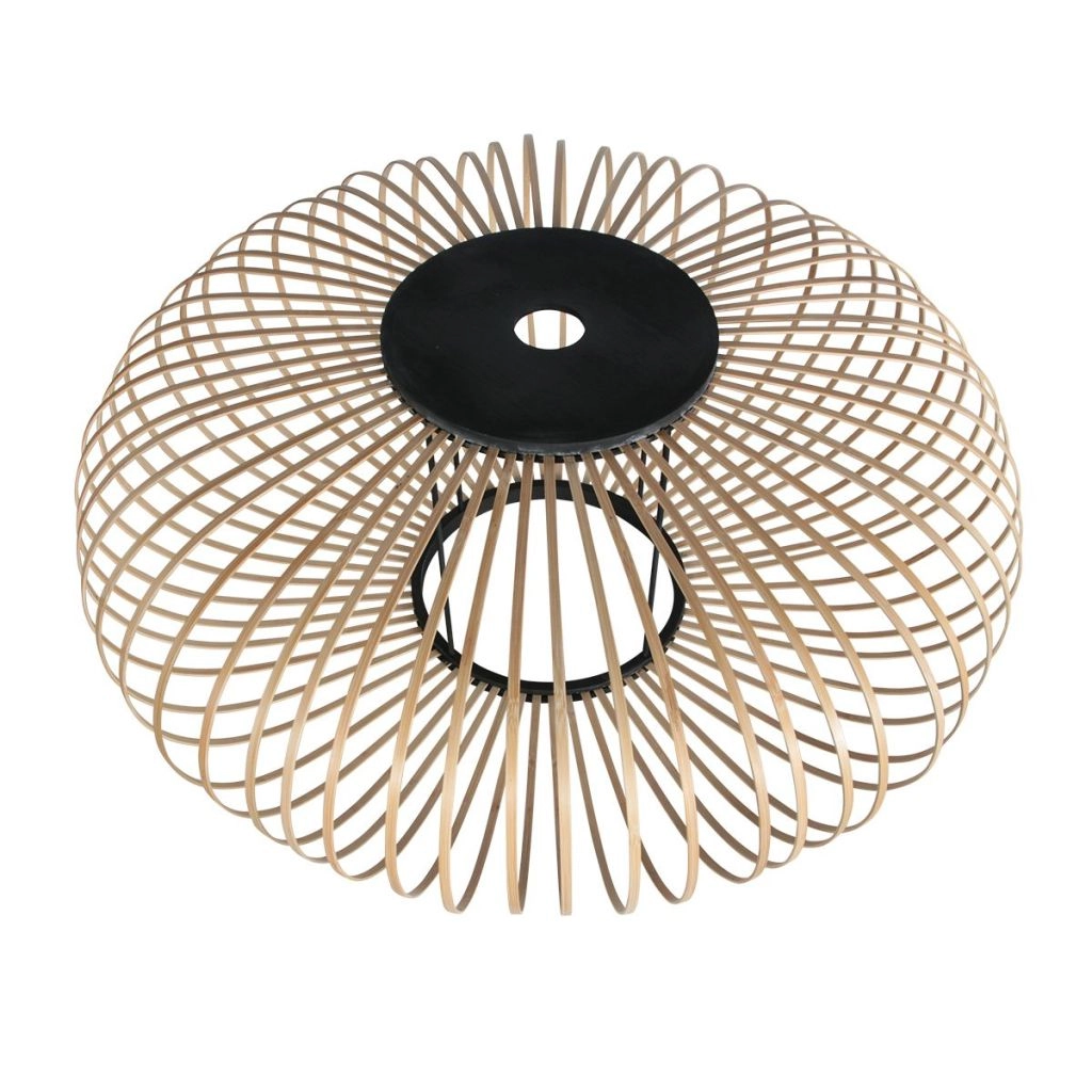 Arc lamp black Curve with bamboo shade Ø60cm Steinhauer 8712746183122