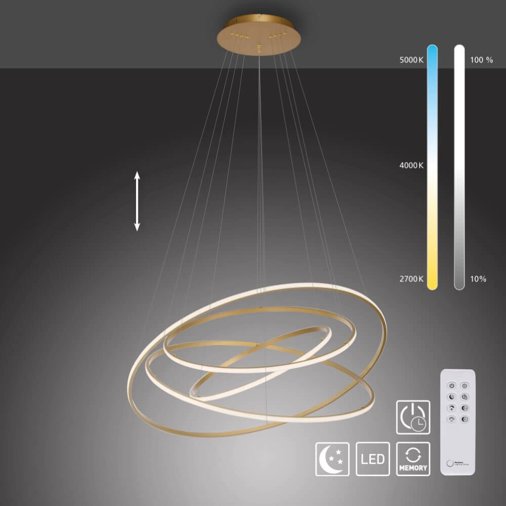 Modern pendant lamp Tessara brass Paul Neuhaus 4012248372661