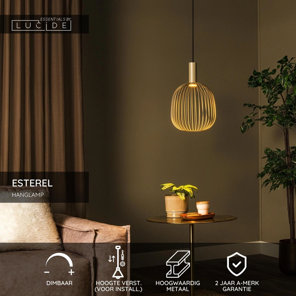 Pendant lamp Ø 25cm Esterel sand brown mini GU10 Lucide 5411212212313