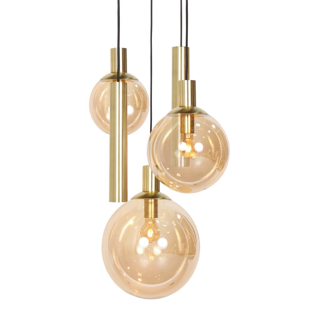 Vide hanging lamp Bollique gold with amber glass Steinhauer 8712746173000