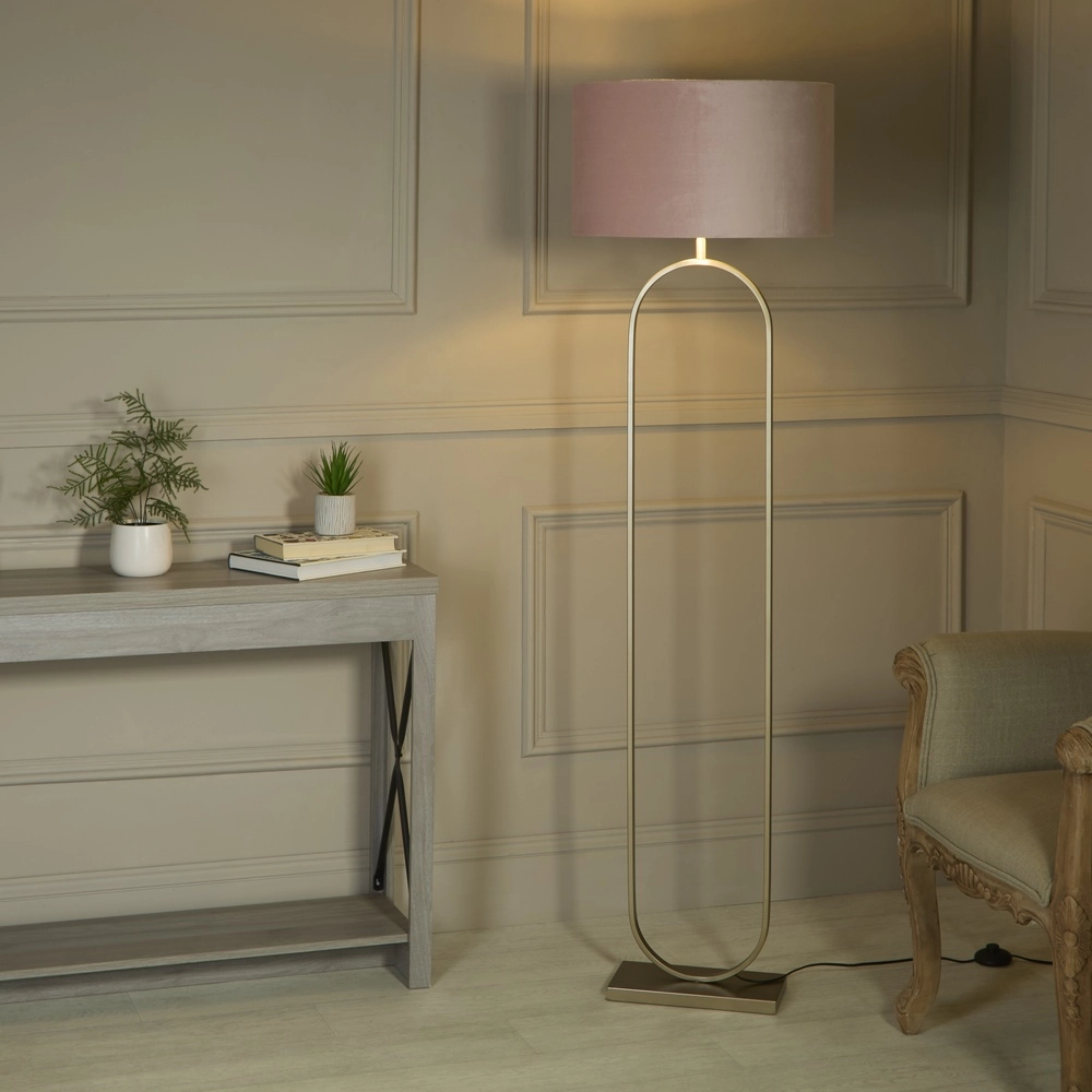 Floor lamp Modish bronze with pink shade Searchlight 5053423307657