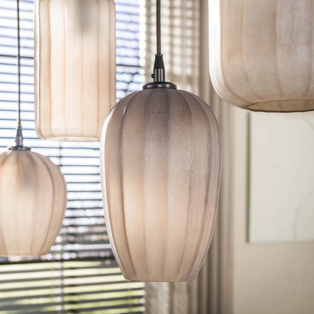 5-lichts hanglamp Altura sienna bruin met frosted glas Lyora 8716803514867