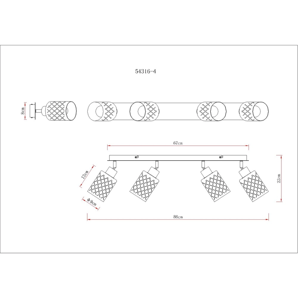 Design ceiling lamp Alonso 4-light black Globo 9007371572250