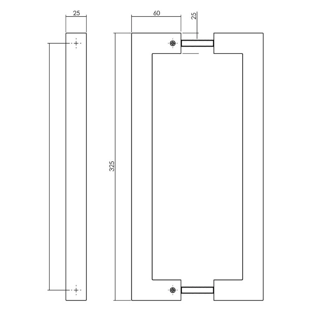 Tight door handle Gripon Square per pair black Intersteel 8714186553787