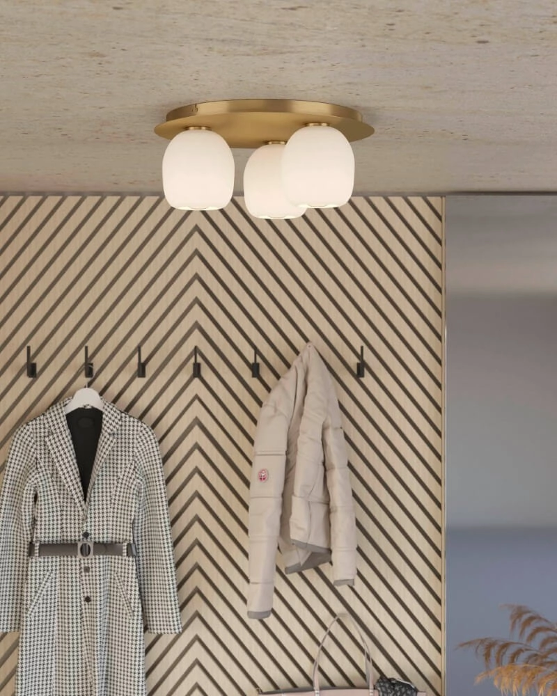 Gold ceiling lamp Manzanares with white glass Eglo 9008606235896