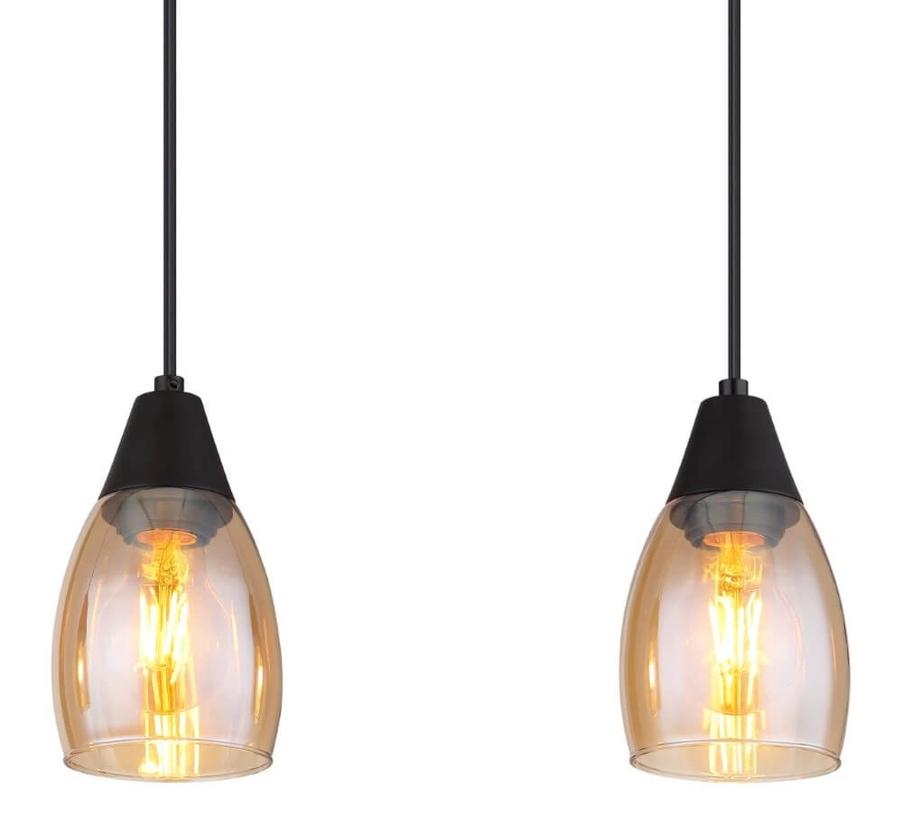 3-light pendant lamp Reid Amber glass Globo 9007371438730