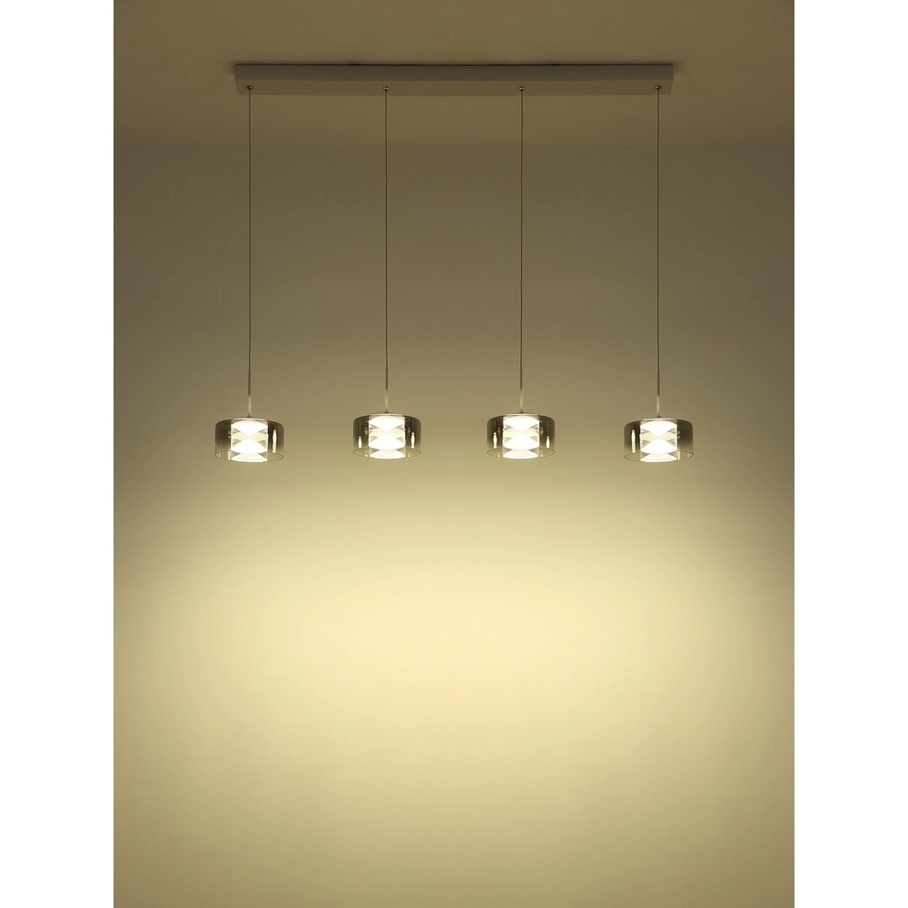 Design pendant lamp Belinda 4-light white with smoke glass Globo 9007371566372
