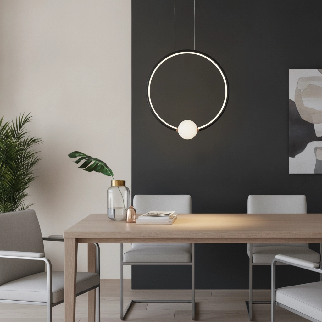 Pendant lamp Celia black with white round