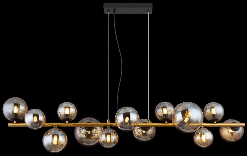 Golden pendant lamp Riha design with amber glass Globo 9007371448838