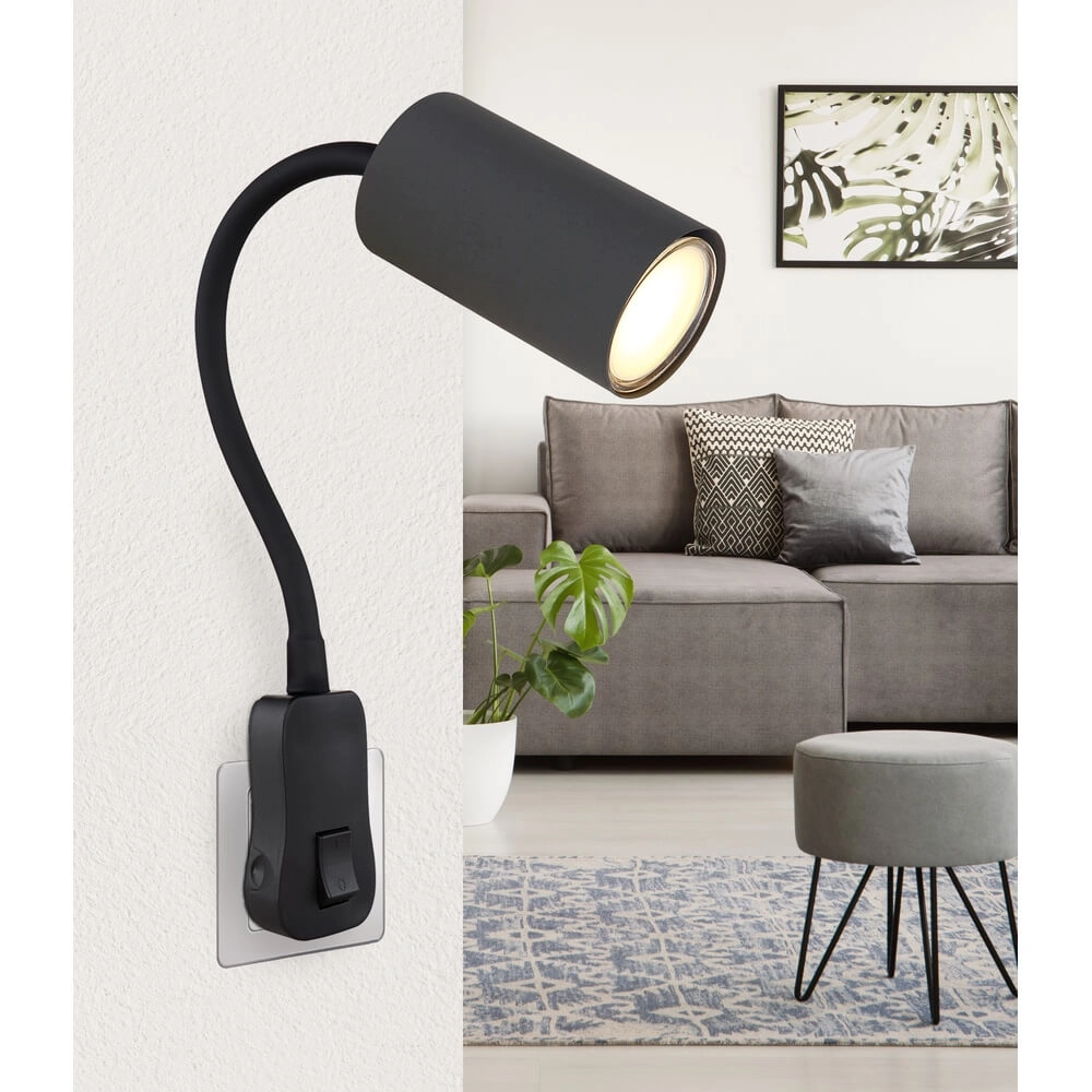 Black lamp Robby socket with grey Globo 9007371430932