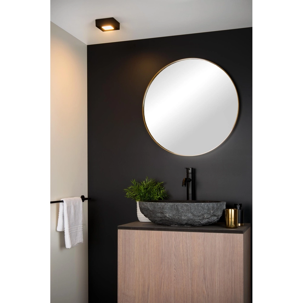Ceiling light Brice-Led 10.8cm square IP44 black Lucide 5411212281241