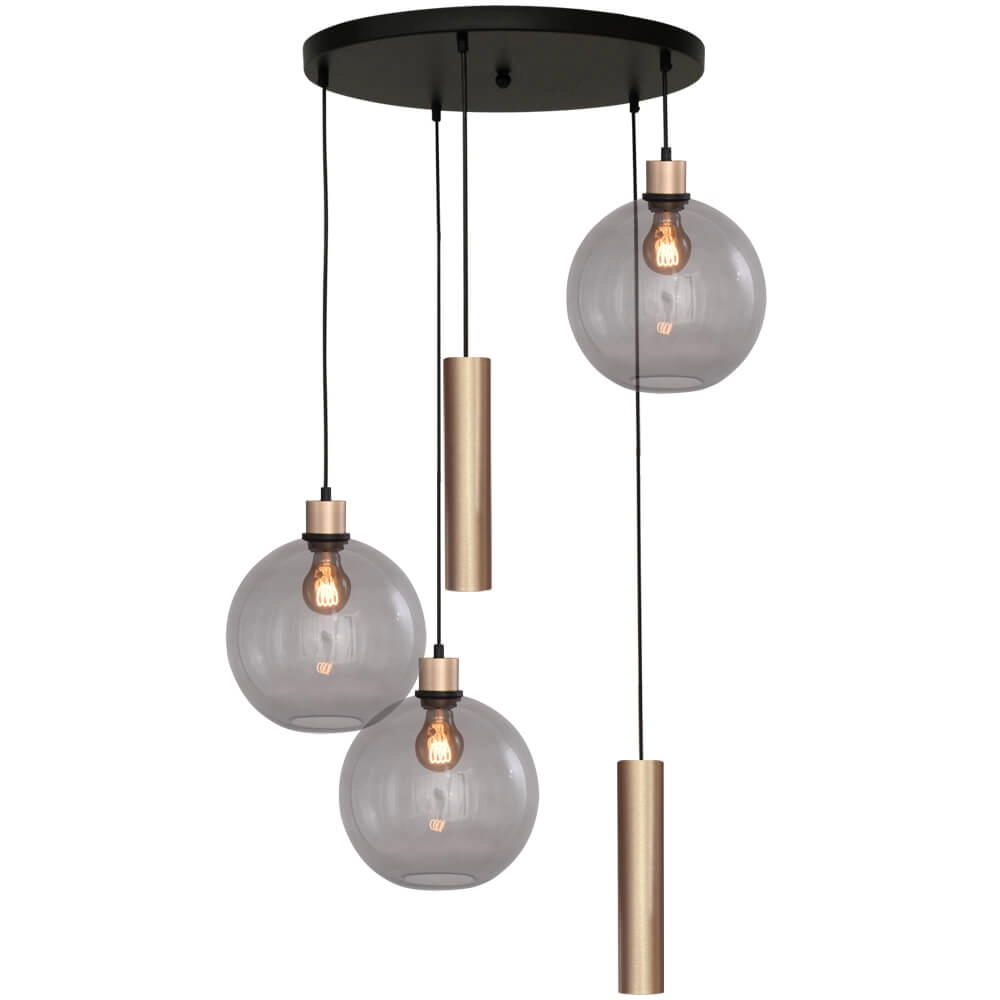 Vide hanging lamp Lazise 3x Ø 25cm and 2x GU10 gold