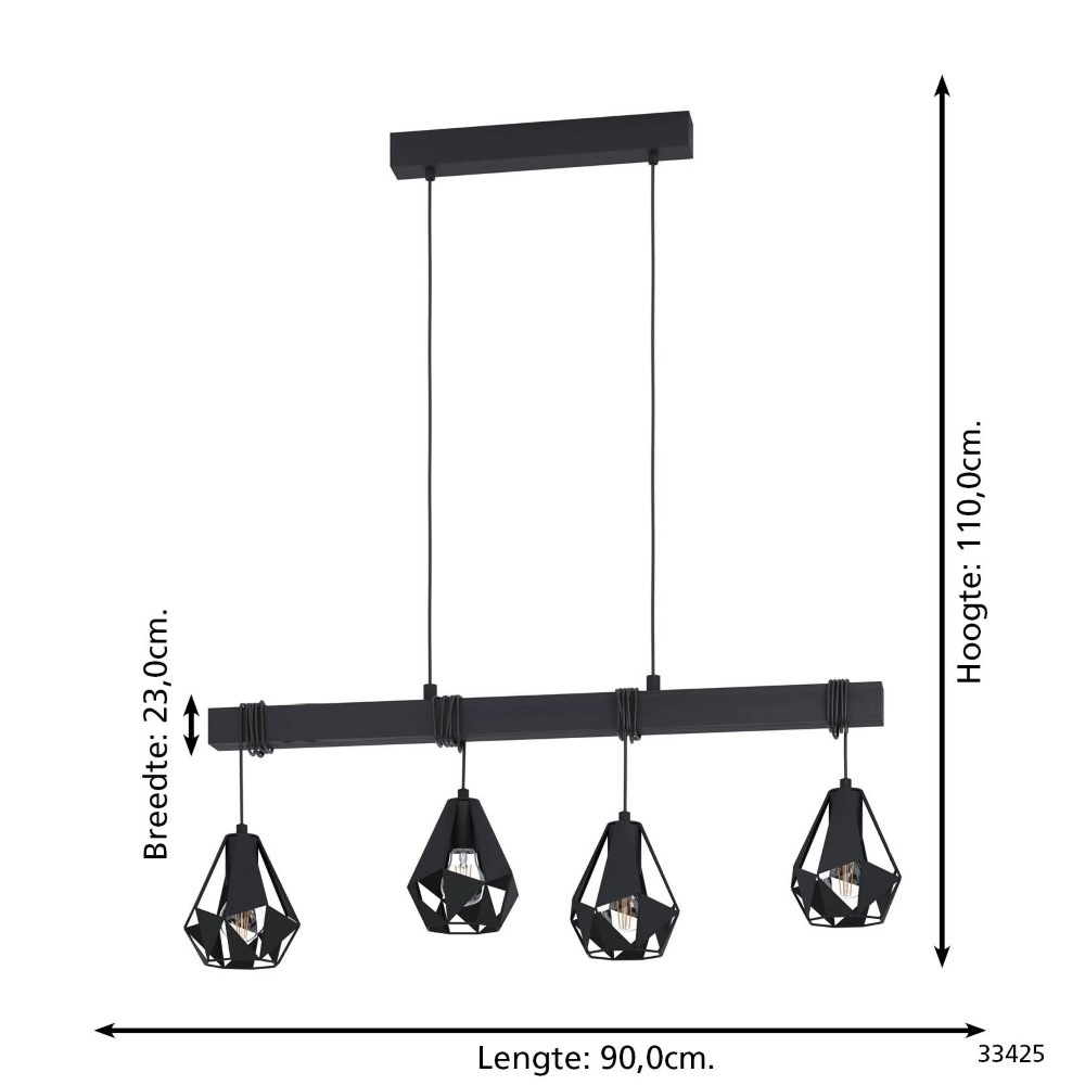 Design pendant lamp Townshend 7 black Eglo 9002759334253