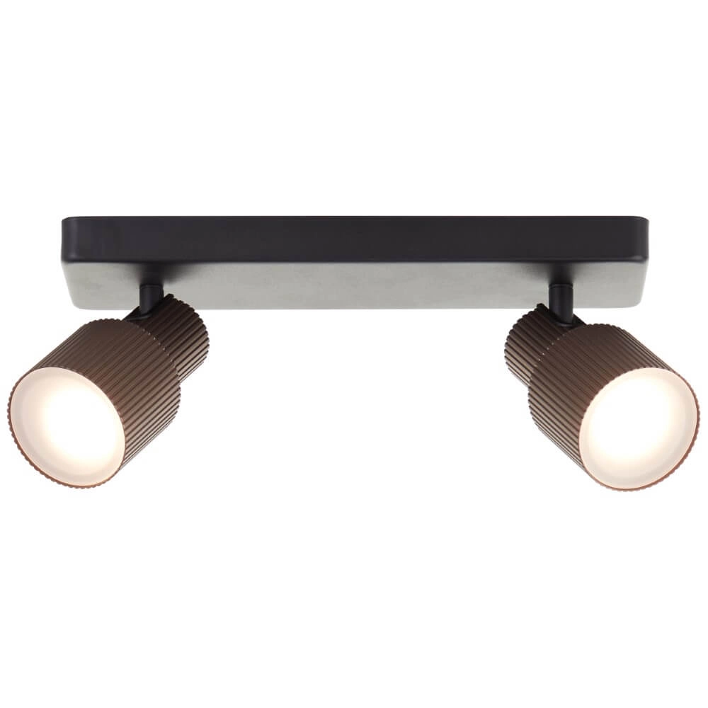 2-light surface-mounted spotlight Cadiz black with bronze