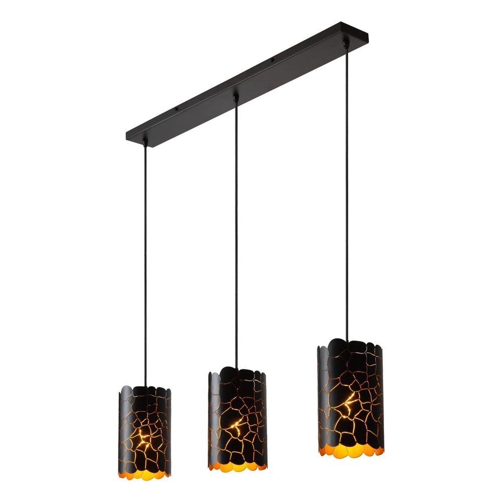 Pendant lamp Almelo 3-light black with gold inside Lucide 5411212211873