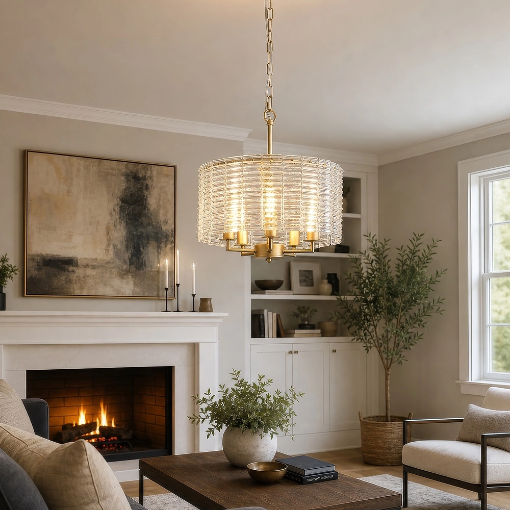 Classic pendant lamp Flute gold Ø 40cm
