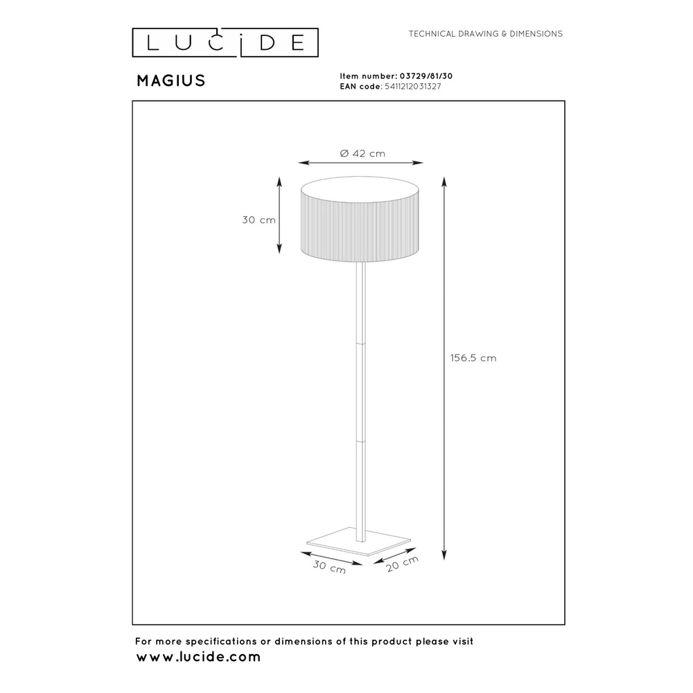 Floor lamp Magius Rattan Lucide 5411212031327