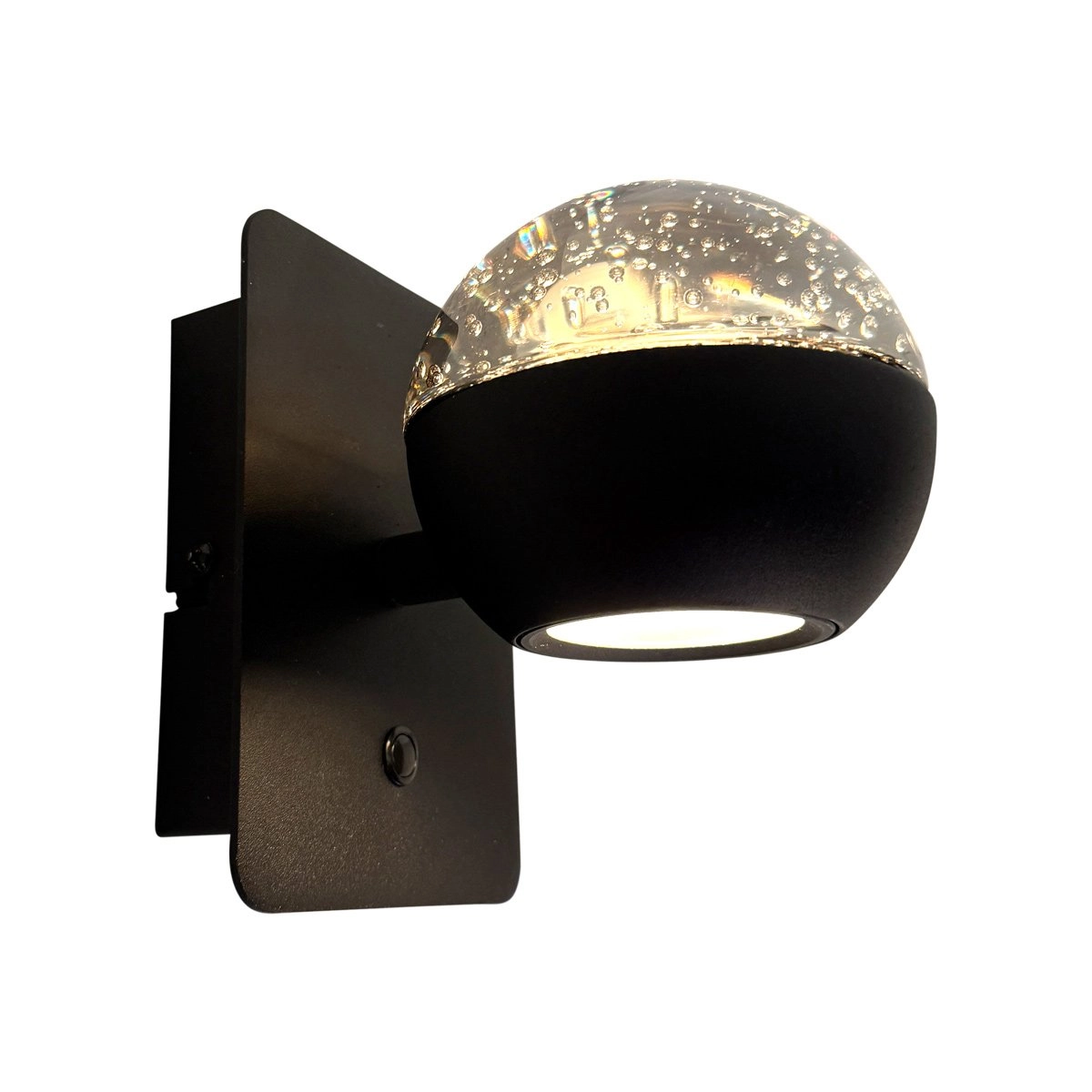 Led wall lamp Belluno black with glass - dimmable