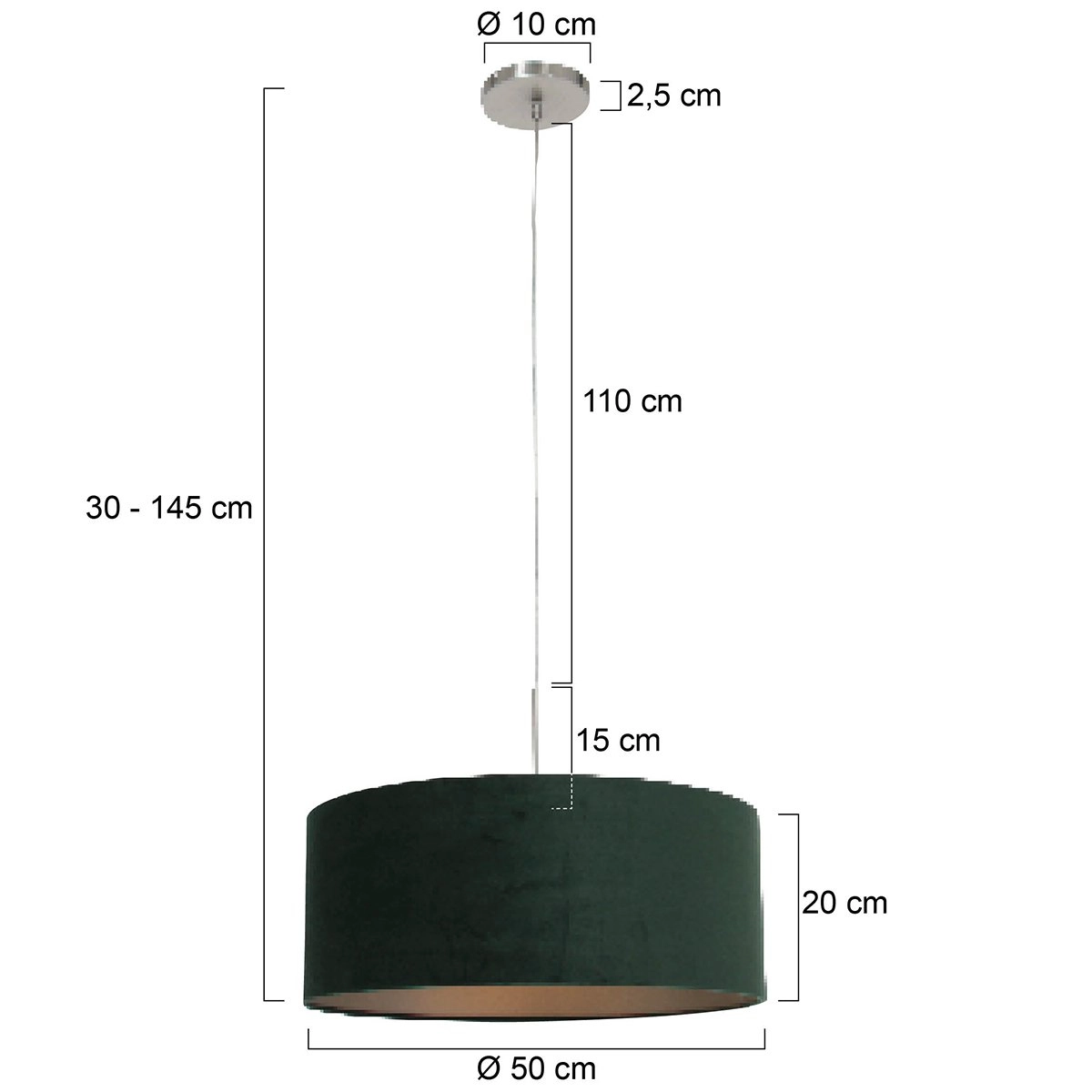 Hanging lamp Sparkled Velvet green Steinhauer 8712746146189