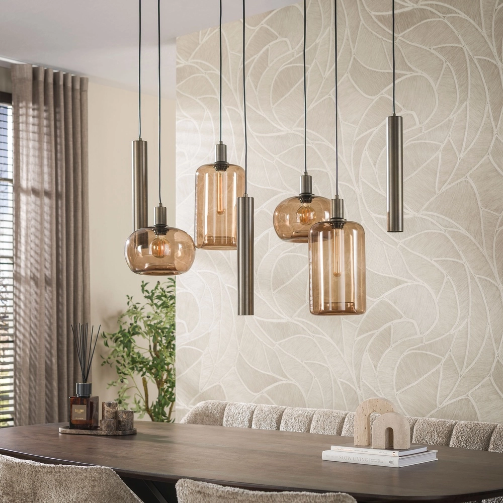 Moderne hanglamp Serene 7-lichts sienna bruin Lyora 8716803514812