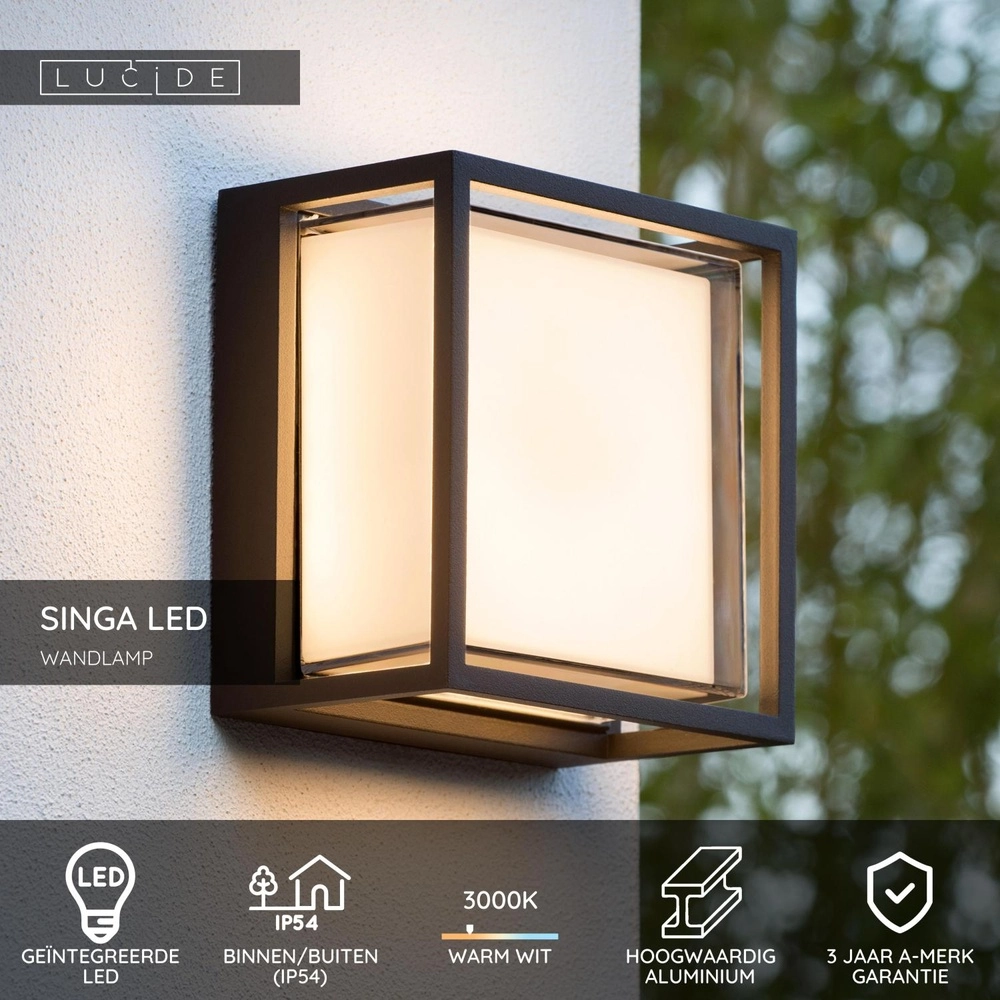 Design wall lamp Singa Led black IP54 Lucide 5411212151827