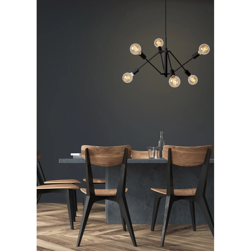 Pendant lamp Lester black 6-lights Lucide 5411212211330