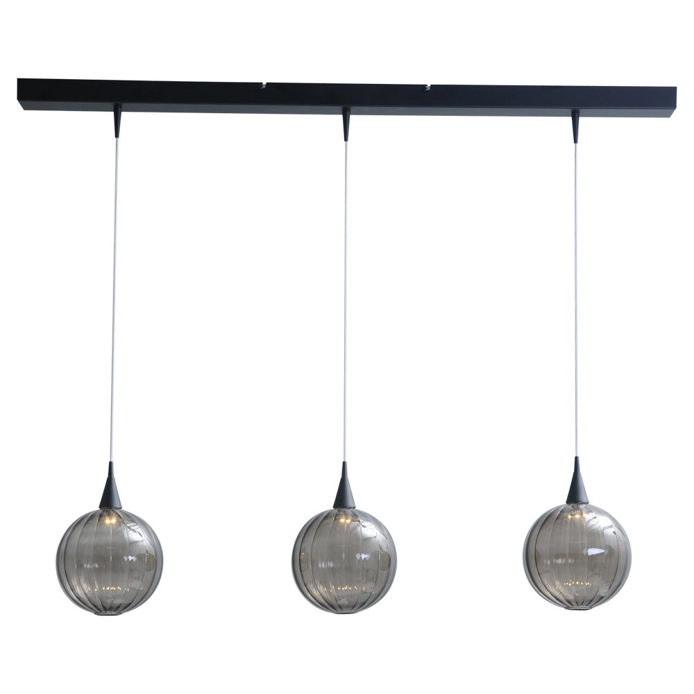 Black dining table hanging lamp Bocca with 3 blackline glass balls