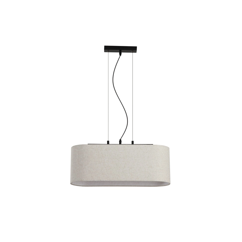 Pendant lamp Hessian black with linen shade Searchlight 5053423297316