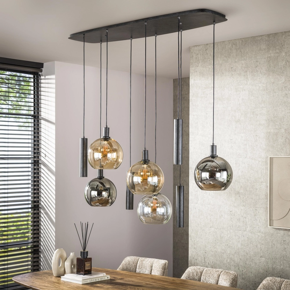 Dining table pendant lamp Sfera with coloured glass balls and pendants Lyora 8716803512405