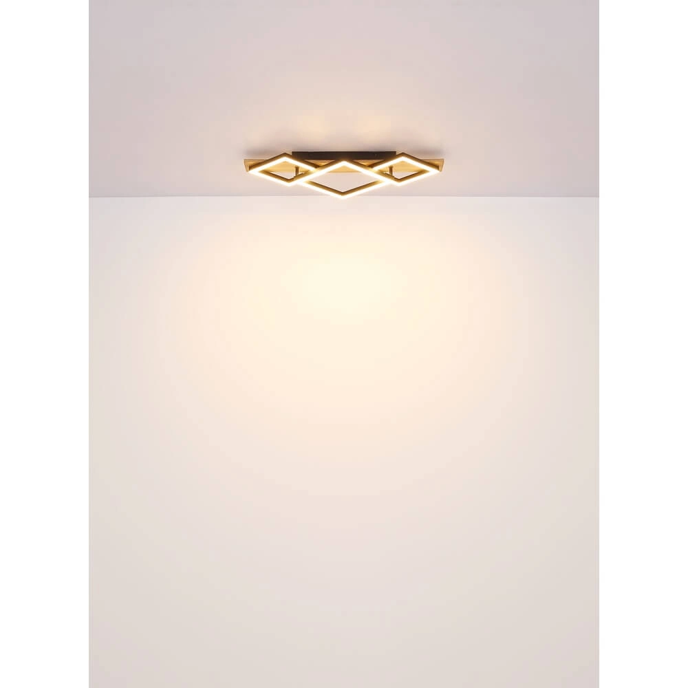 Ceiling lamp Obrien black with wood 2-lightest Globo 9007371512300