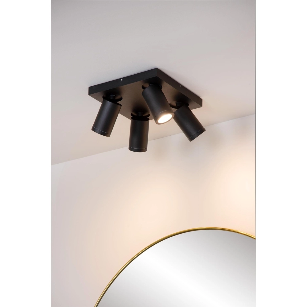 Ceiling spotlight Taylor IP44 4-light black Lucide 5411212092670