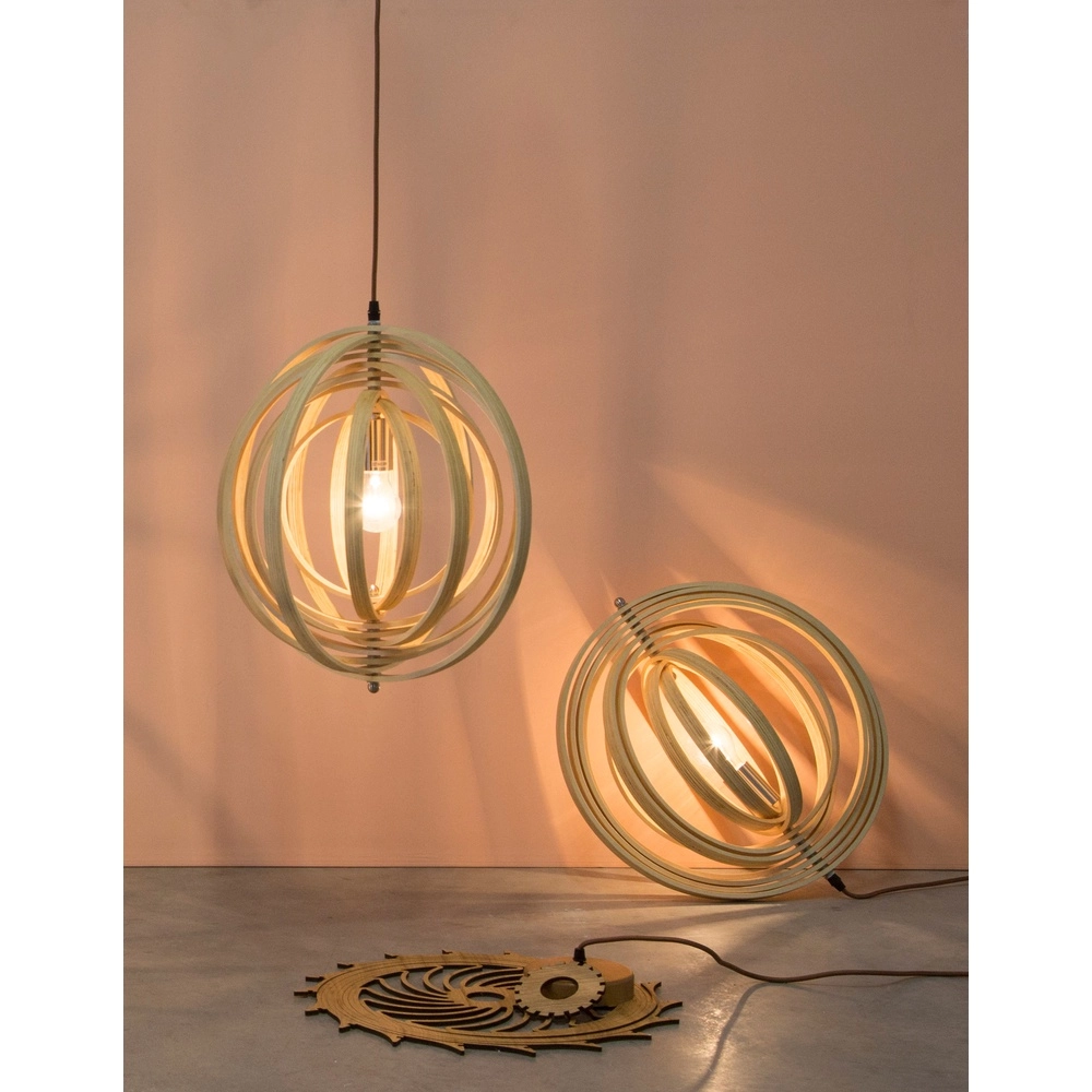 Modern pendant lamp Asco wood Ø 43cm Lyora 5212017424945